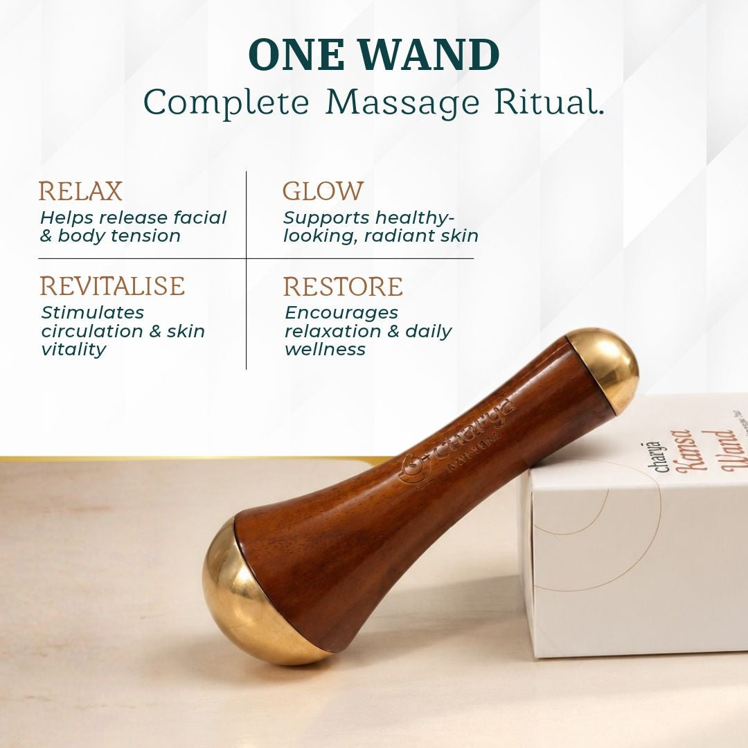Charya Kansa Wand - Ayurvedic Face & Body Massage Tool in Pure Kansa Metal