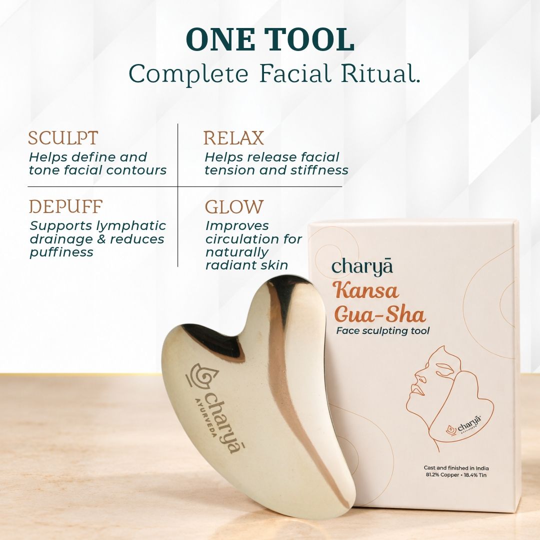 Charya Kansa Gua Sha - Ayurvedic Face Sculpting Tool in Pure Kansa Metal