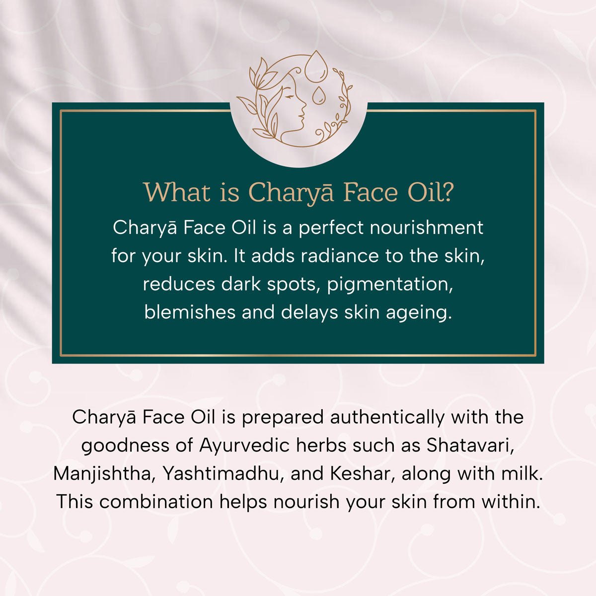 Charya Ayurveda's Ayurvedic Face oil for glowing skin that is made with natural herbs 