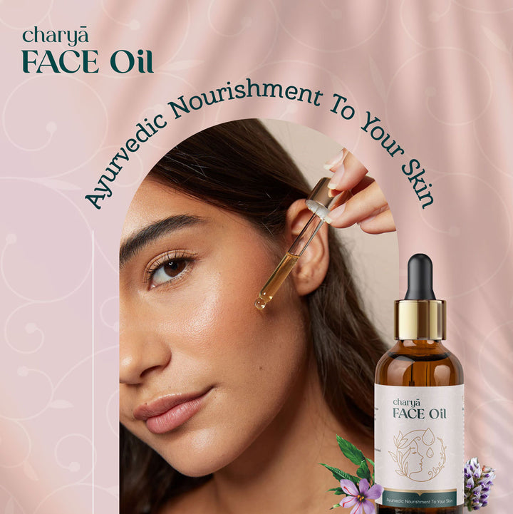 Charya Ayurveda's Ayurvedic Face oil for glowing skin that is made with natural herbs 