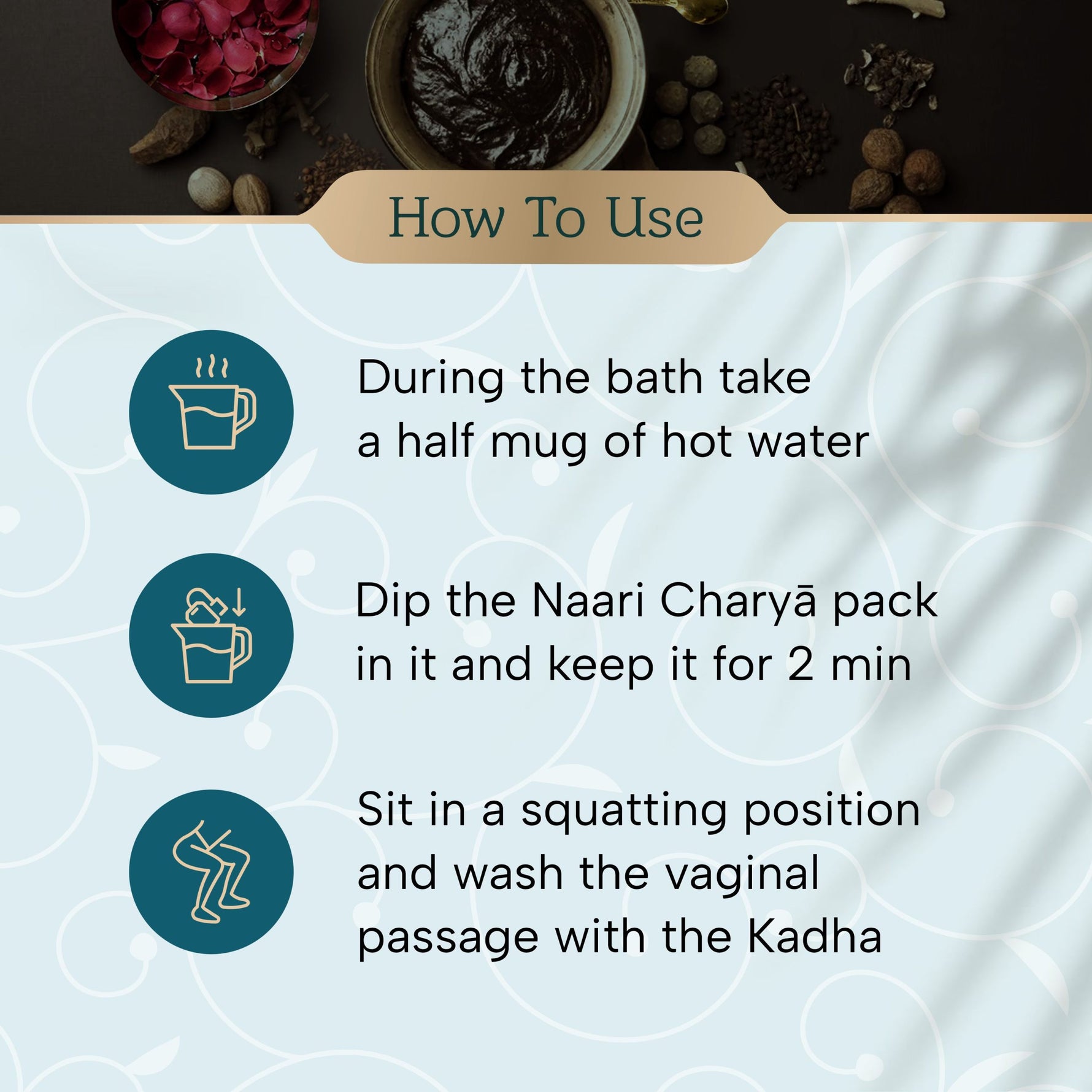 Charya Ayurveda's natural vaginal wash and kadha for periods pain which is very helpful for women's health