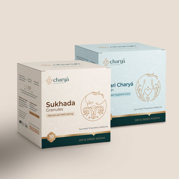 Charya Ayurveda's natural vaginal wash and kadha for periods pain which is very helpful for women's health