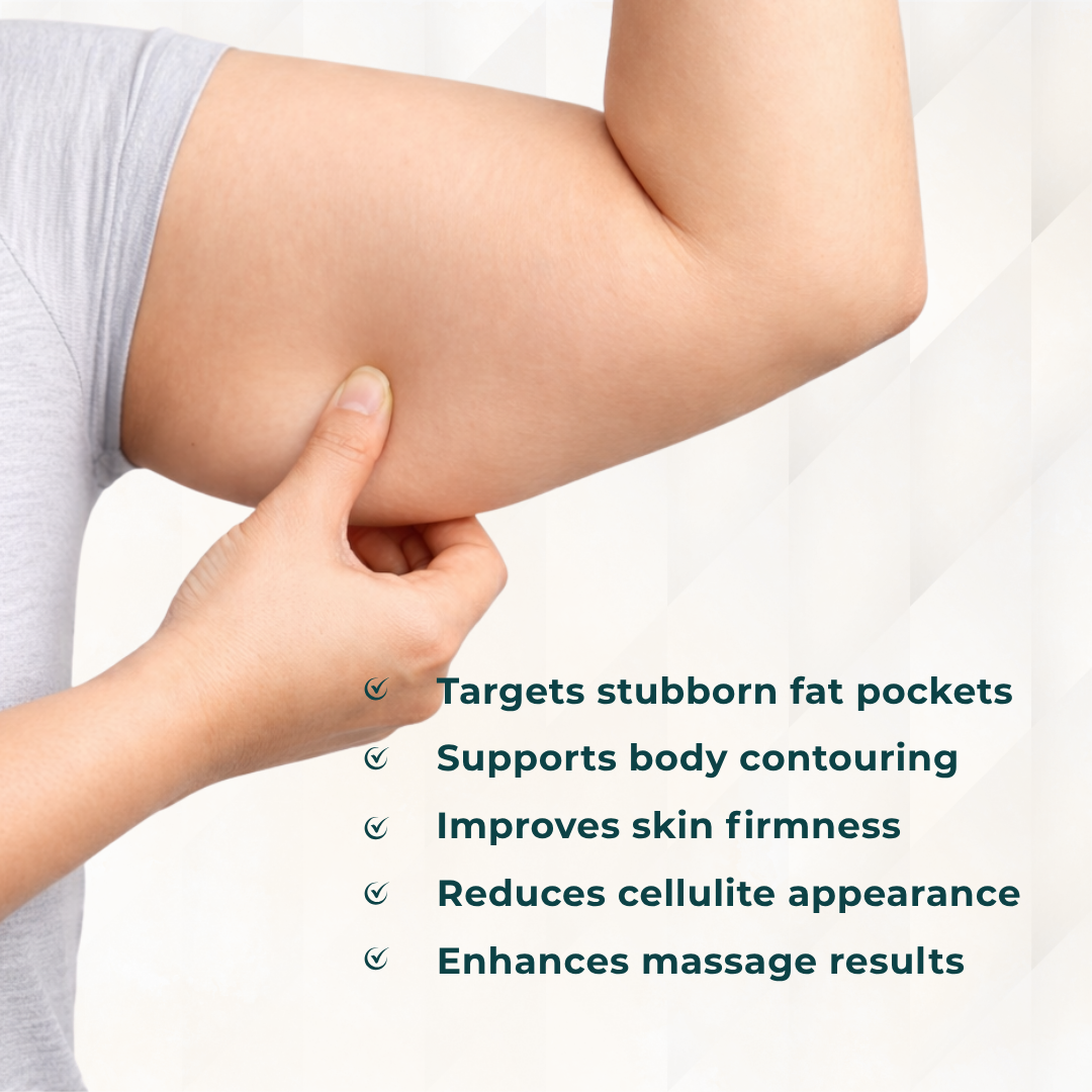 benefits of medaripu oil for stubborn belly fat, thigh fat and arm fat