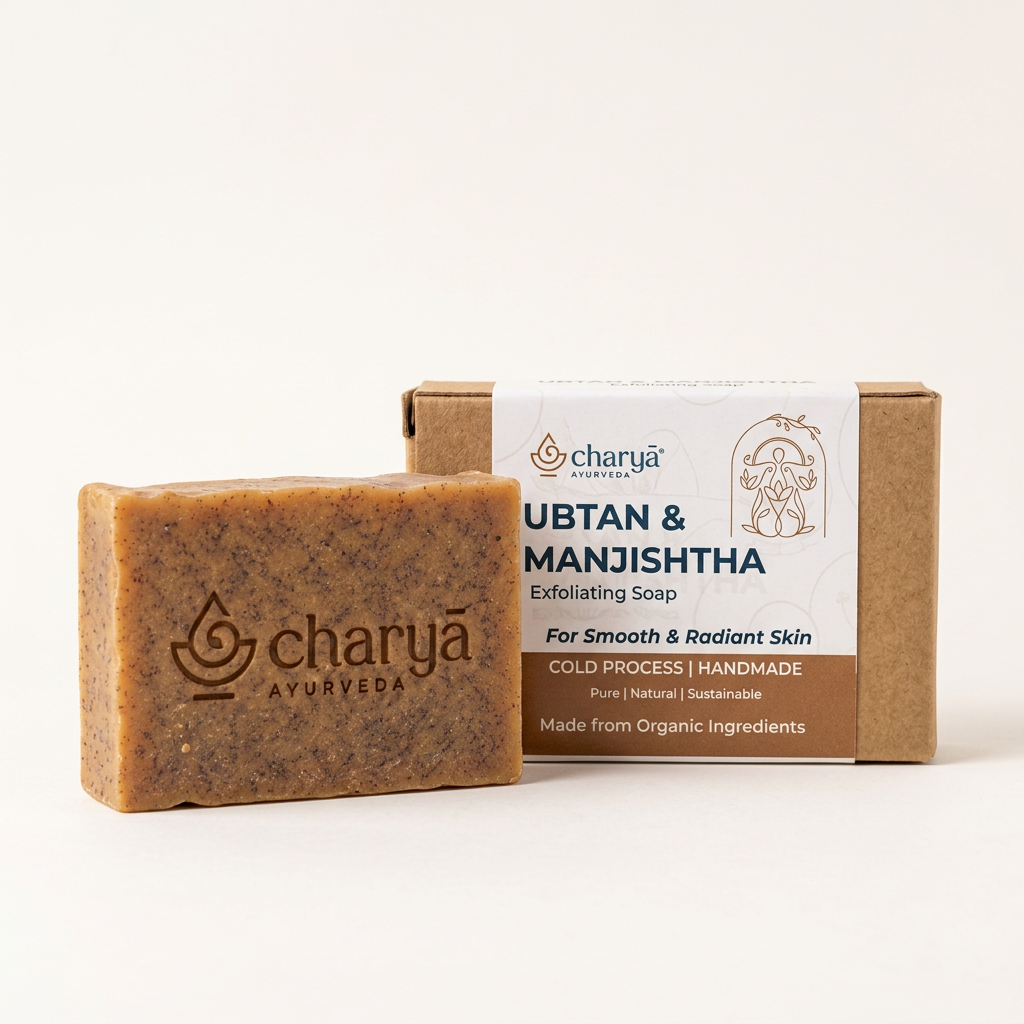 Charya Ubtan and Manjishtha soap with packaging
